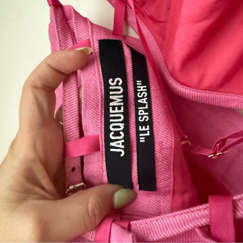 Jacquemus Le Splash Limao Pink Cutout Twill Halterneck Mini Dress FR 36 / US 4 - Picture 10 of 12